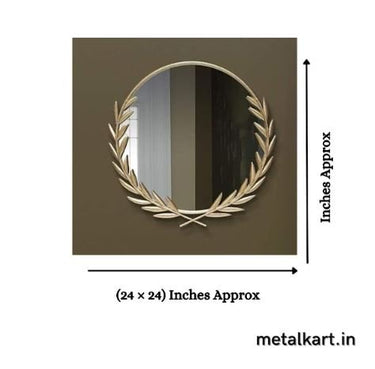 Metalkart Special Simple Leafy Wall Mirror (24 x 24 Inches)